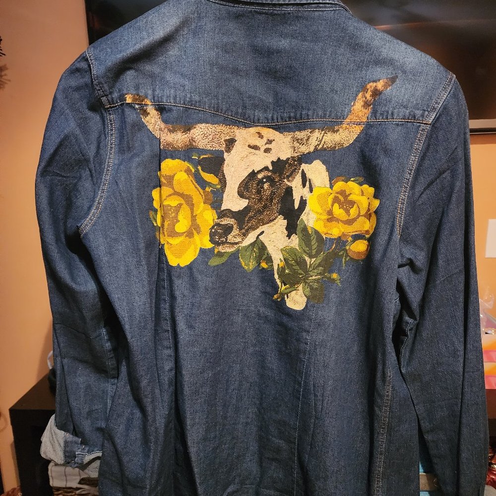 Denim Shirt with Cow motif on back